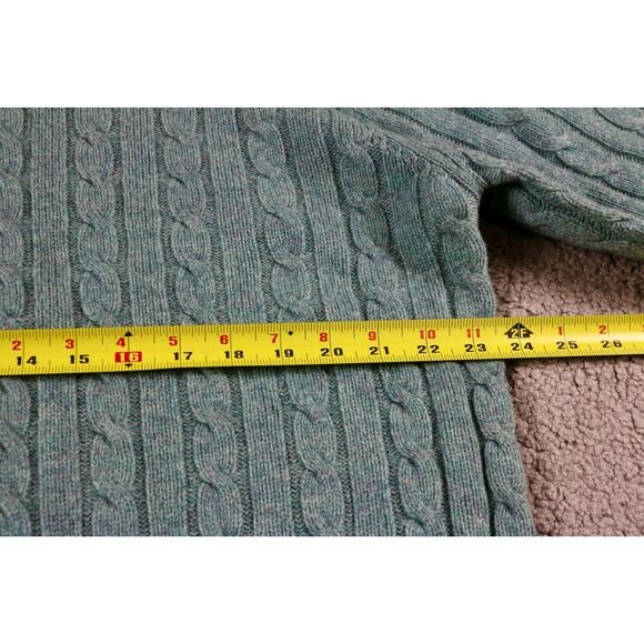 LL Bean Sweater Mens XL Green Wool Blend Cable Knit Fisherman Vintage Hong Kong - Picture 5 of 6